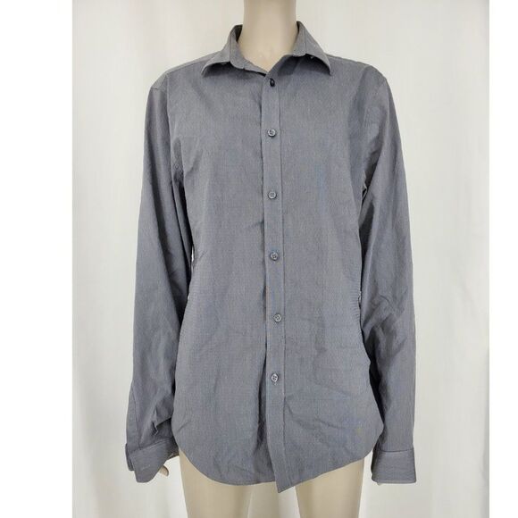 DKNY Slim Fit Stretch Gray Button Up Shirt - Picture 2 of 9
